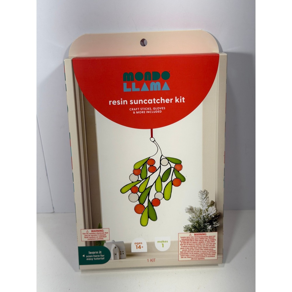 Mondo Llama Resin Suncatcher Kit Mistletoe Holiday DIY Craft Set Ages 14+ NEW‎